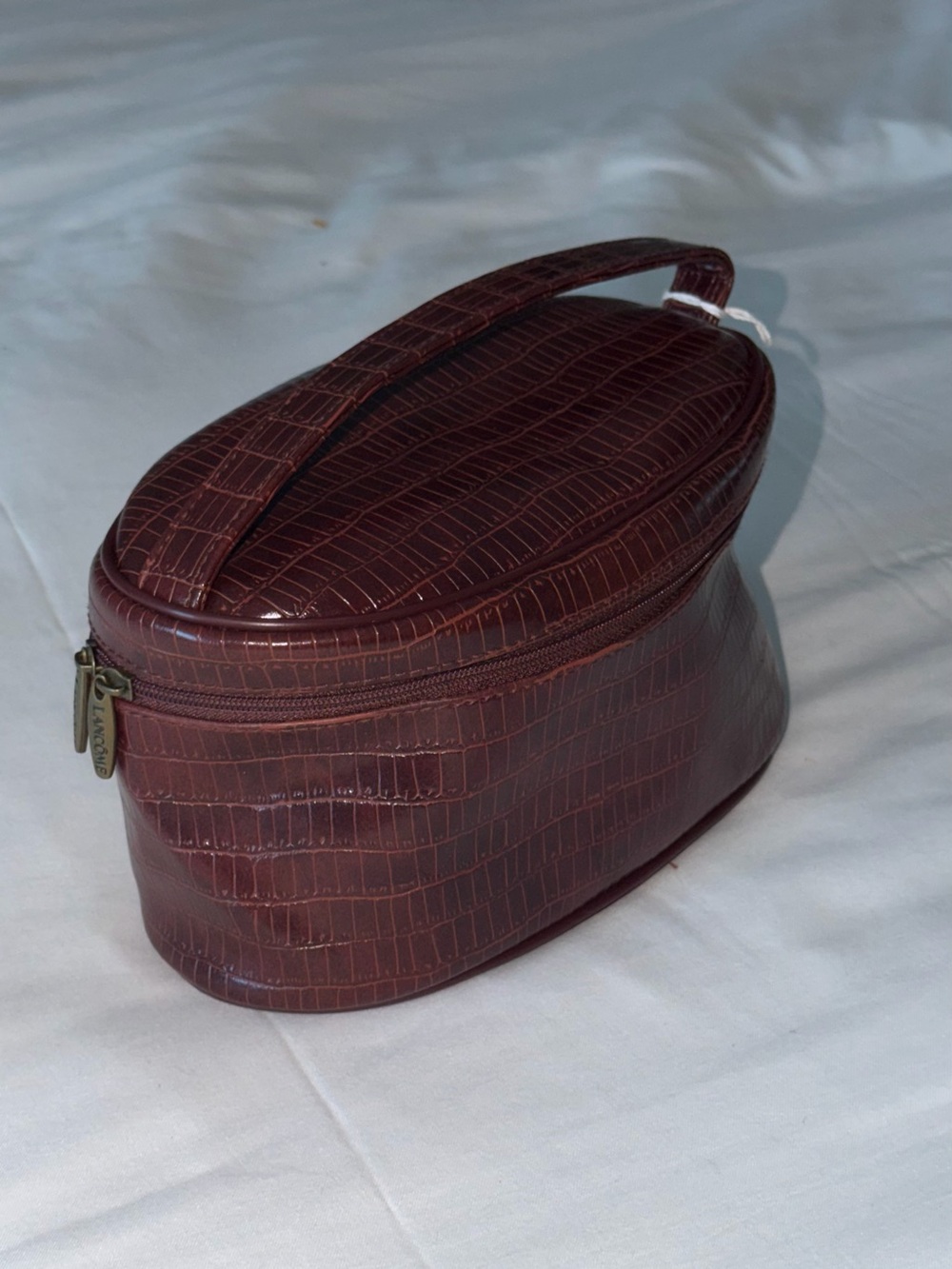 Lancome  Croc-Embossed Makeup/ToiletryBag - Burgundy